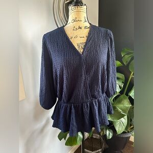 Calligraphie blouse ruffle preppy casual v neck lightweight business‎ office